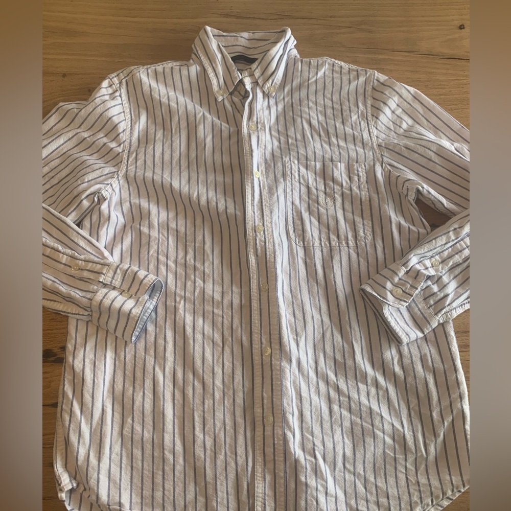 Chaps Striped Button‎ Down Shirt White Blue Men’s Small Preloved